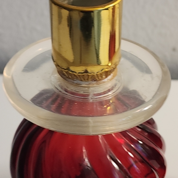 Set Of 2 Avon Candlestick Bird of Paradise EMPTY Cologne Ruby Red Bottles - Picture 7 of 10